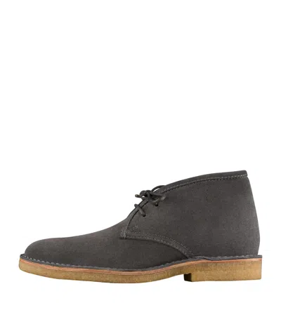 Apc Asphalt Grey Suede Split Leather Ankle Boots In Black