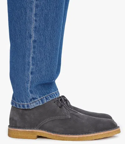 Apc Asphalt Grey Suede Split Leather Ankle Boots In Black