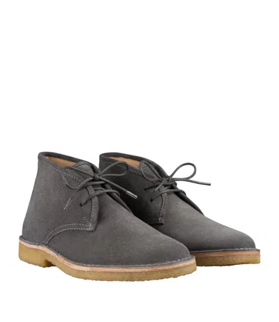 Apc Asphalt Grey Suede Split Leather Ankle Boots In Black