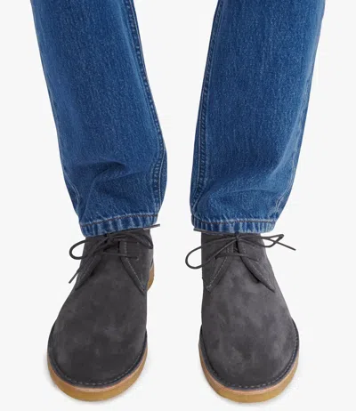 Apc Asphalt Grey Suede Split Leather Ankle Boots In Black