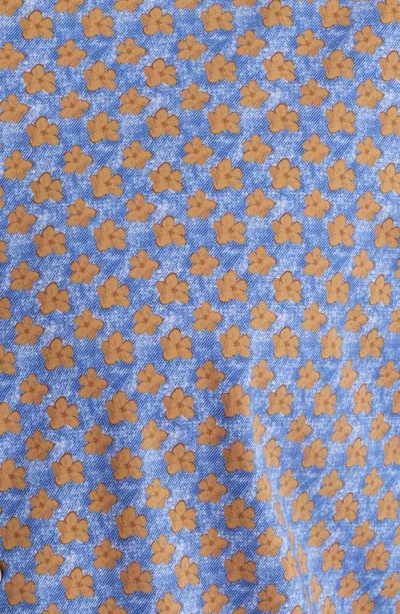 Zanella Flowers Floral Print Knit Nylon Blend Dress Shirt In Blue