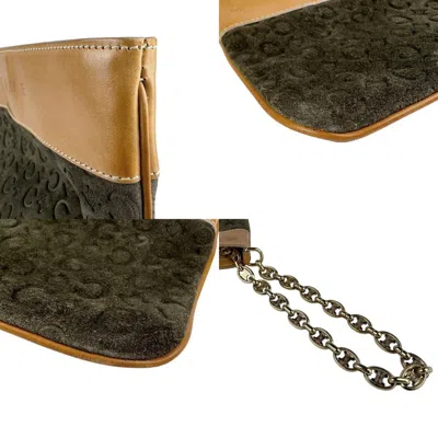 Pre-owned Celine Brown Khaki Suede Leather Clutch Bag Handbag ()
