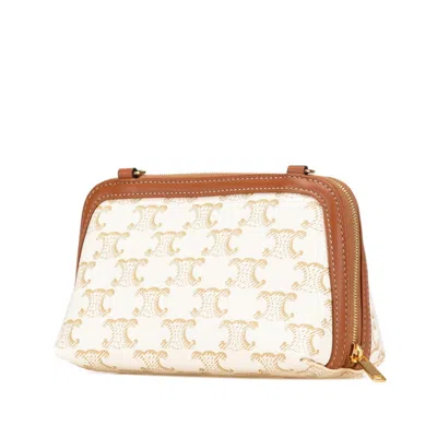 Pre-owned Celine Brown White Pvc Leather Shoulder Bag ()