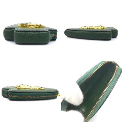 Pre-owned Celine Gold Green Multi-color Leather Metal Coin Purse/coin Case ()