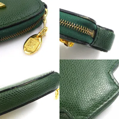 Pre-owned Celine Gold Green Multi-color Leather Metal Coin Purse/coin Case ()