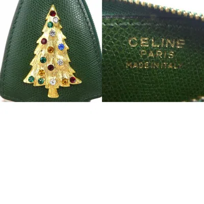 Pre-owned Celine Gold Green Multi-color Leather Metal Coin Purse/coin Case ()