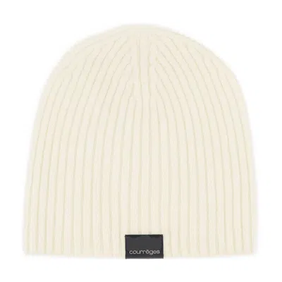 Courrèges Ac Ribbed Beanie Courreges Wool Neutral In Neutral