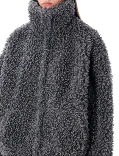 Acne Studios Oversized Faux Fur Bomber Jacket In Gray