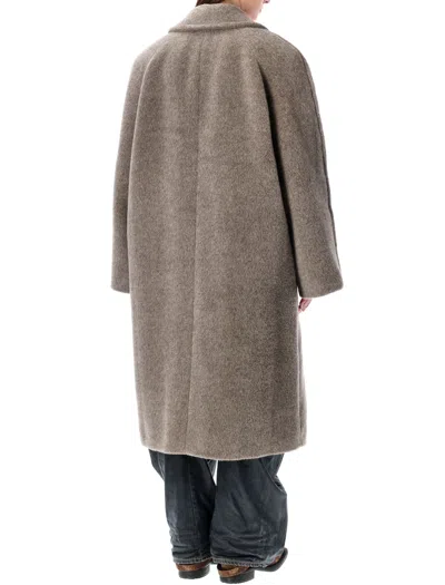 Acne Studios Double-breasted Grey Coat With Wide Notched Collar And Oversized Silhouette In Gray