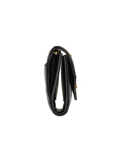 Saint Laurent "cassandras" Compact Tri-fold Wallet In Black
