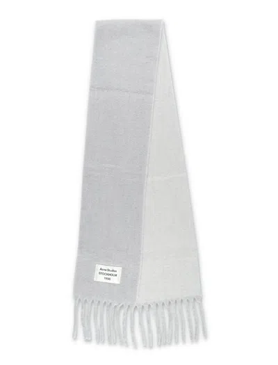 Acne Studios Soft Wool Scarf Fringed Edges In Gray