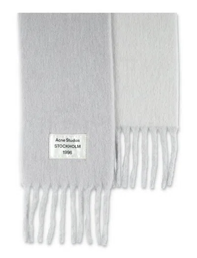 Acne Studios Soft Wool Scarf Fringed Edges In Gray