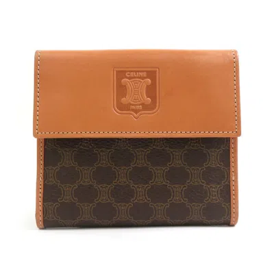 Pre-owned Celine Macadam Brown Leather Pvc Wallet (bi-fold) ()