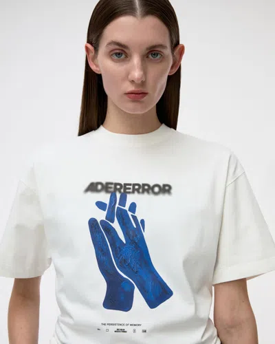 Adererror Semi-oversized T-shirt With Artistic Handwork Print In White