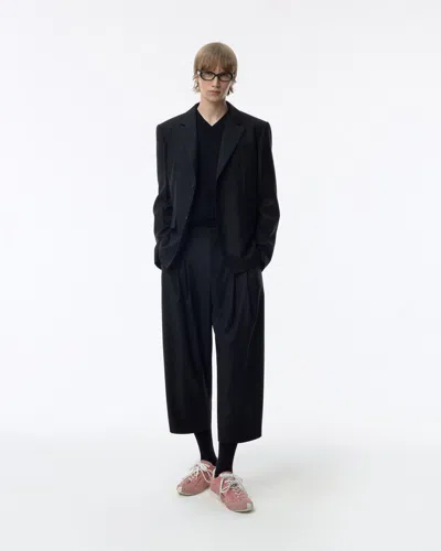 Adererror Ankle-length Balloon Pants With Signature Zigzag Stitch In Black