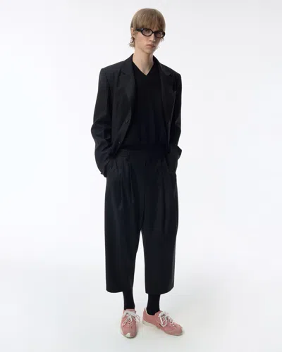 Adererror Ankle-length Balloon Pants With Signature Zigzag Stitch In Black