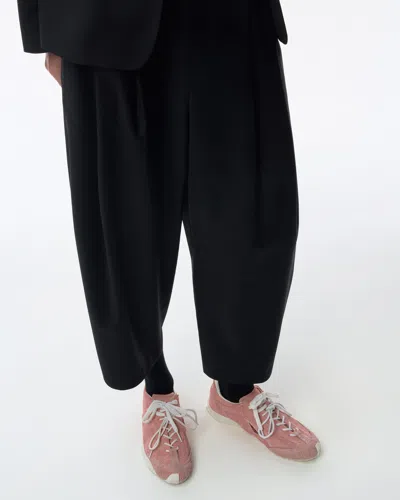 Adererror Ankle-length Balloon Pants With Signature Zigzag Stitch In Black