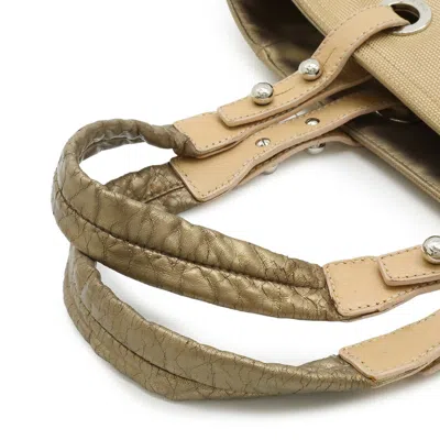 Pre-owned Chanel Beige Bronze Gold Coated Canvas Shoulder Bag Tote Bag ()