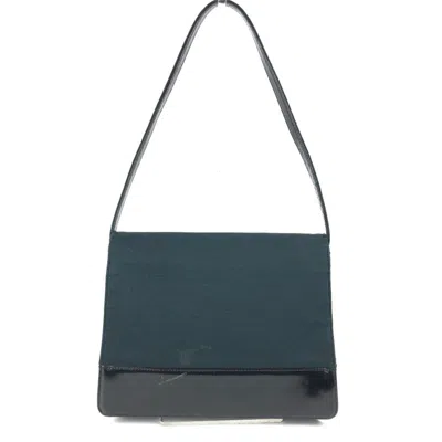 Pre-owned Chanel Black Dark Green Jersey Shoulder Bag ()