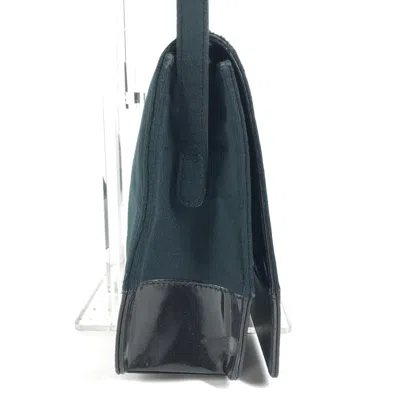 Pre-owned Chanel Black Dark Green Jersey Shoulder Bag ()