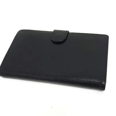 Pre-owned Chanel Black Grained Calfskin Long Wallet (bi-fold) ()