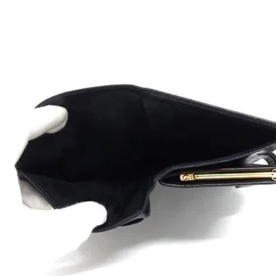 Pre-owned Chanel Black Grained Calfskin Long Wallet (bi-fold) ()