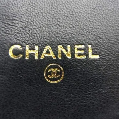 Pre-owned Chanel Black Grained Calfskin Long Wallet (bi-fold) ()