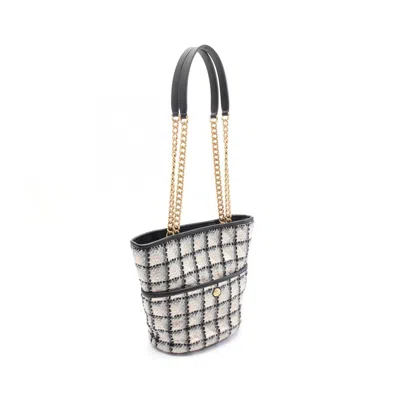 Pre-owned Chanel Black Gray Multi-color Fabric Leather Tote Bag ()