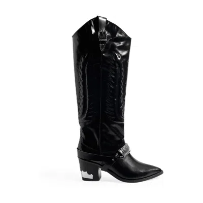 Toga Pulla Leather Cowboy Boot In Black