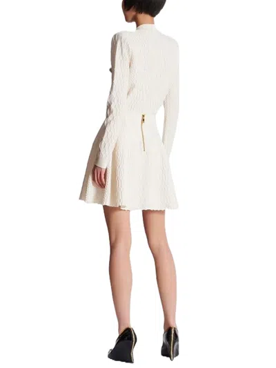 Balmain Crocodile Texture Flare A-line Skirt In Neutral