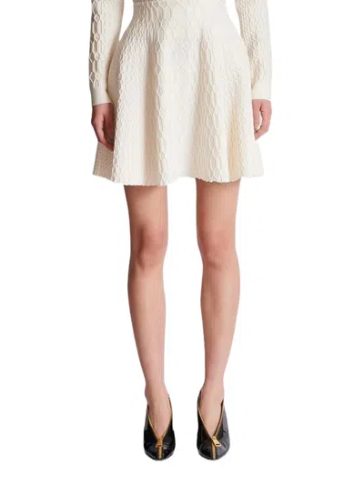 Balmain Crocodile Texture Flare A-line Skirt In Neutral