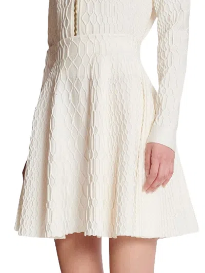 Balmain Crocodile Texture Flare A-line Skirt In Neutral