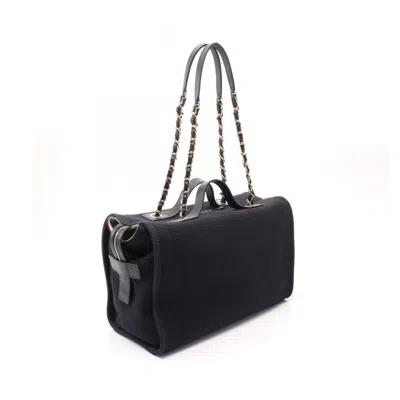 Pre-owned Chanel Navy Canvas Leather Shoulder Bag ()