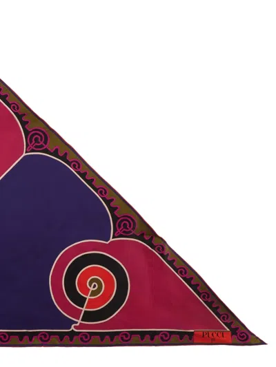 Pucci Triangle Scarf Featuring Bold Pattern In Red