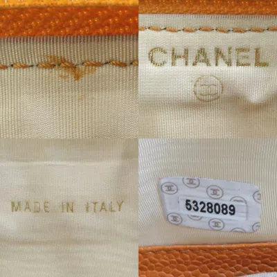 Pre-owned Chanel Orange Grained Calfskin Long Wallet (bi-fold) ()