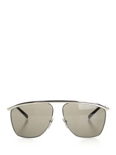 Saint Laurent Aviator Glasses Grey In Green