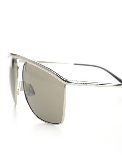 Saint Laurent Aviator Glasses Grey In Green