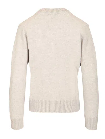 Maison Kitsuné Baby Fox Lambswool Boxy Cardigan Knitwear Grey In Neutral