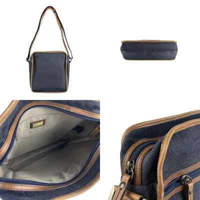 Pre-owned Dior Christian  Brown Navy Denim Leather Shoulder Bag ()