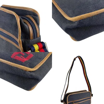 Pre-owned Dior Christian  Brown Navy Denim Leather Shoulder Bag ()