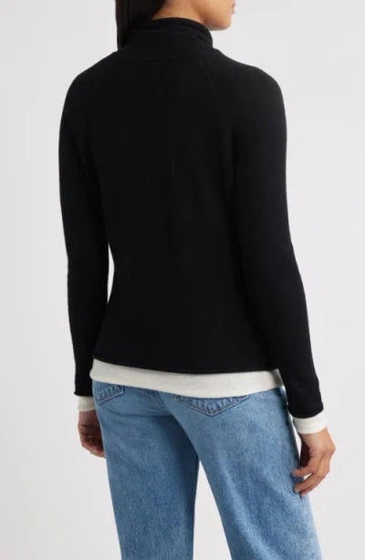 Griffen Layered Look Wool & Cashmere Turtleneck Sweater In Multi
