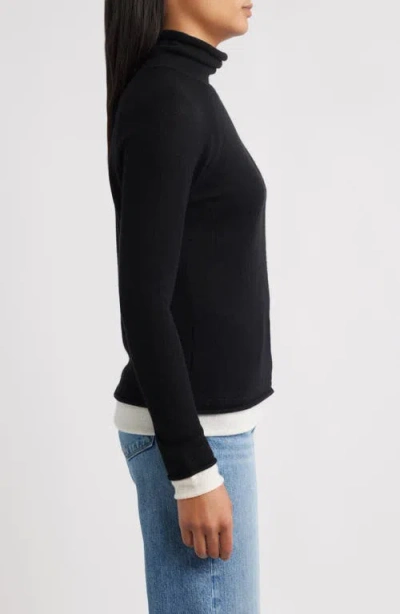 Griffen Layered Look Wool & Cashmere Turtleneck Sweater In Multi