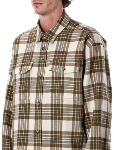 Ami Alexandre Mattiussi Checked Wool Overshirt Featuring Buttoned Cuffs In Burgundy