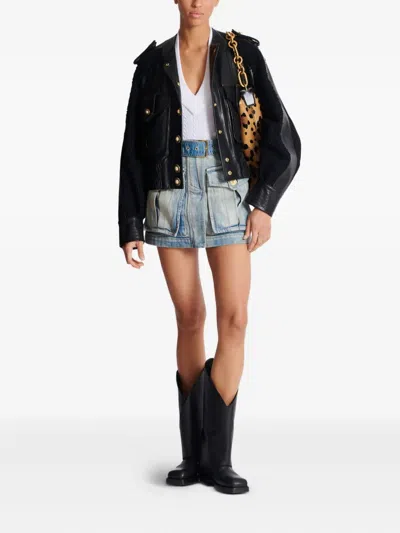 Balmain Women Belted Skirt In Blue