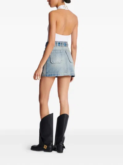 Balmain Women Belted Skirt In Blue