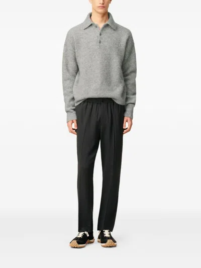 Ami Alexandre Mattiussi Tailored Grey Trousers With Elastic Waistband In Blue