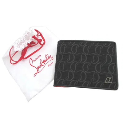 Pre-owned Christian Louboutin Black Red Color Canvas Wallet (bi-fold) () In Multi