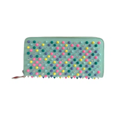 Pre-owned Christian Louboutin Blue Multi-color Leather Long Wallet (bi-fold) ()
