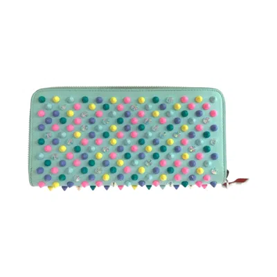 Pre-owned Christian Louboutin Blue Multi-color Leather Long Wallet (bi-fold) ()