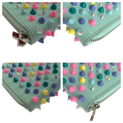 Pre-owned Christian Louboutin Blue Multi-color Leather Long Wallet (bi-fold) ()